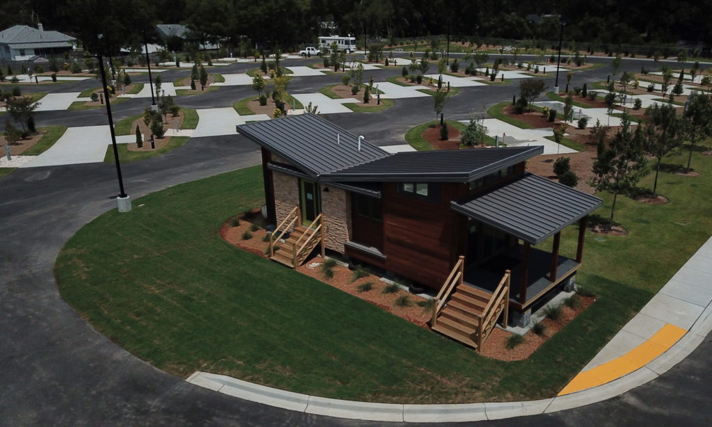 Aerial view of CrossRoad Coach Resort Office